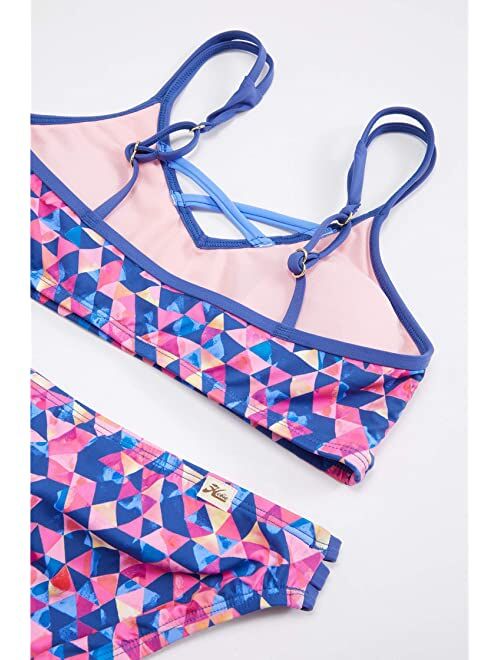 Hobie Kids Geomania Strappy Bralette and Hipster Bottoms (Big Kid)