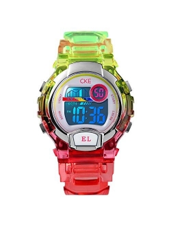Cke Kids Watch for Boys Girls, Digital Sports Watches for Child with Waterproof Colorful EL Light Stopwatch Alarm