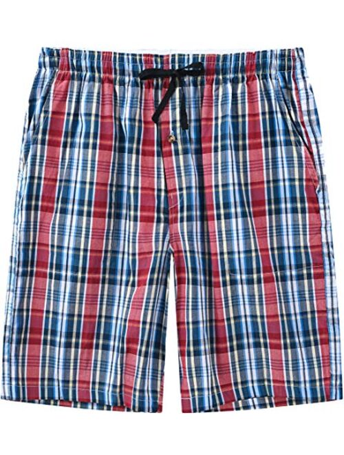 MoFiz Men's Sleepwear Shorts Pajama Bottom Lounge Short Plaid Button Open Fly 3Pack