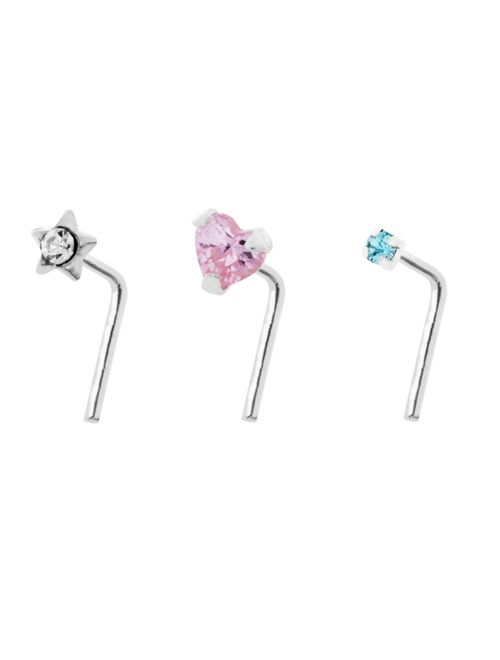 Rhona Sutton Bodifine Sterling Silver Set of 3 Cz Nose Studs