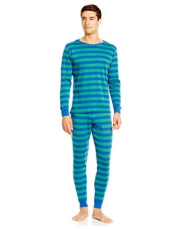 Men's Pajamas Fitted Striped Christmas 2 Piece Pjs Set 100% Cotton Sleep Pants Sleepwear (XSmall-XXLarge)