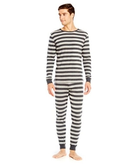 Men's Pajamas Fitted Striped Christmas 2 Piece Pjs Set 100% Cotton Sleep Pants Sleepwear (XSmall-XXLarge)