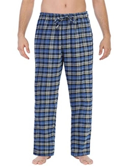 Mens Yarn Dye Brushed Flannel Pajama Pants, Elastic Waist