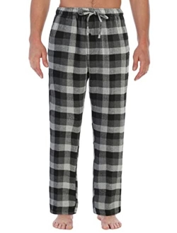 Mens Yarn Dye Brushed Flannel Pajama Pants, Elastic Waist