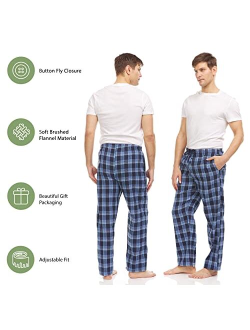 DARESAY Men's Cotton Super-Soft Flannel Plaid Pajama Pants/Lounge Bottoms with Pockets