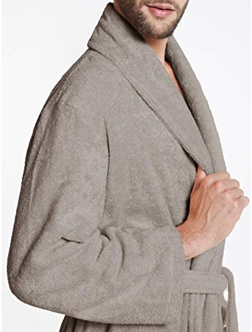 SIORO Men's Robe Terry Cotton Bathrobe Shawl Collar Soft Shower Bath Robes Calf Length Loungewear for Spa Hot Tub Sauna