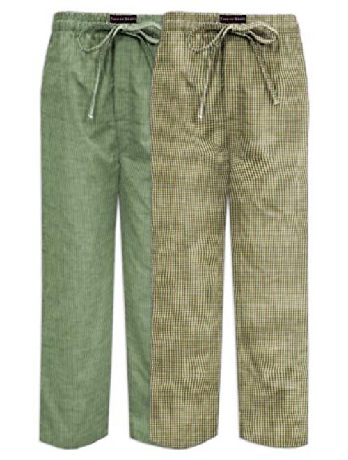 Andrew Scott Men's 2 Pack Super Soft Woven Pajama & Sleep Long Lounge PJ Pants