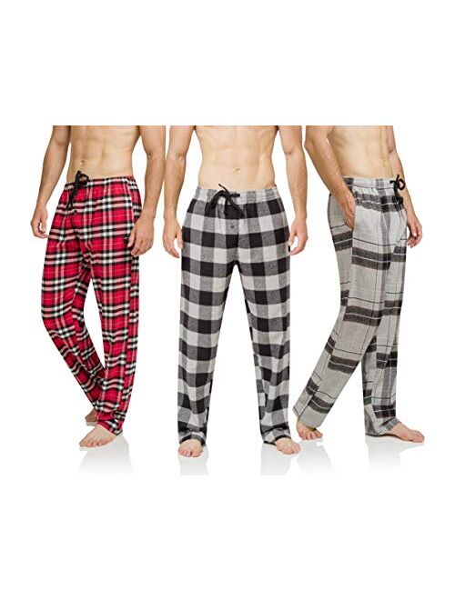 3 Pack Mens Ultra Soft Bottoms, Flannel Pajama (PJs), Lounge, Sleep Pants Assorted Various Plaids