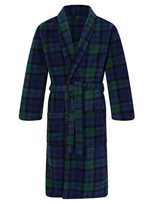 John Christian Men's Fleece Robe, Scottish Black Watch Tartan