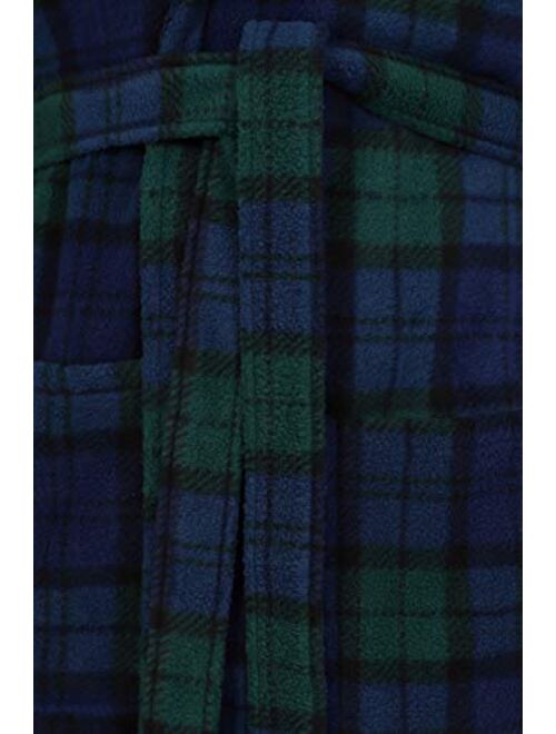 John Christian Men's Fleece Robe, Scottish Black Watch Tartan