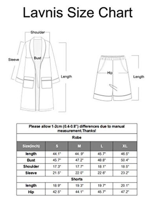 Lavnis Men's Satin Bathrobe Nightgown Casual Kimono Robe Loungewear Sleepwear Pajama Set with Shorts