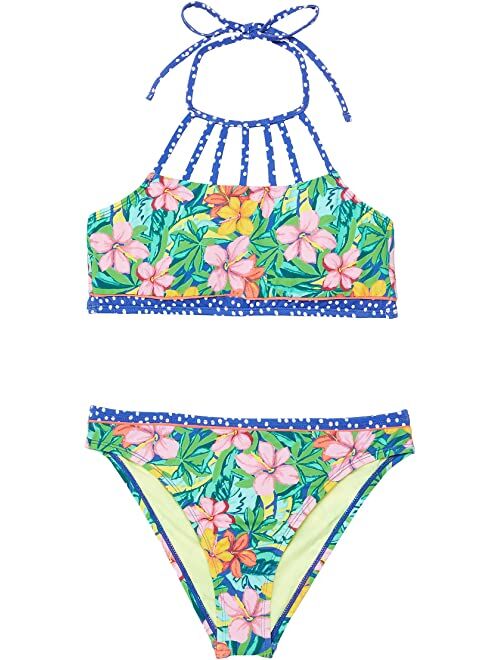 Hobie Kids Tropicana High Neck Crop Bralette and Hipster Set (Big Kids)