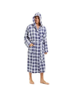 ccko Mens Fleece Robe Warm Soft Plush Lightweight Hooded Long Robes for Men Big and Tall Mens Spa Bathrobes