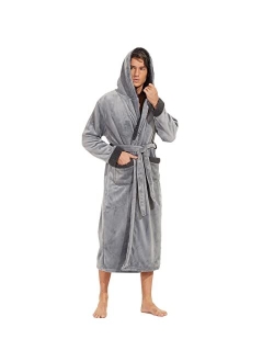 ccko Mens Fleece Robe Warm Soft Plush Lightweight Hooded Long Robes for Men Big and Tall Mens Spa Bathrobes