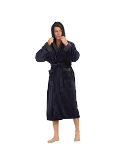 ccko Mens Fleece Robe Warm Soft Plush Lightweight Hooded Long Robes for Men Big and Tall Mens Spa Bathrobes