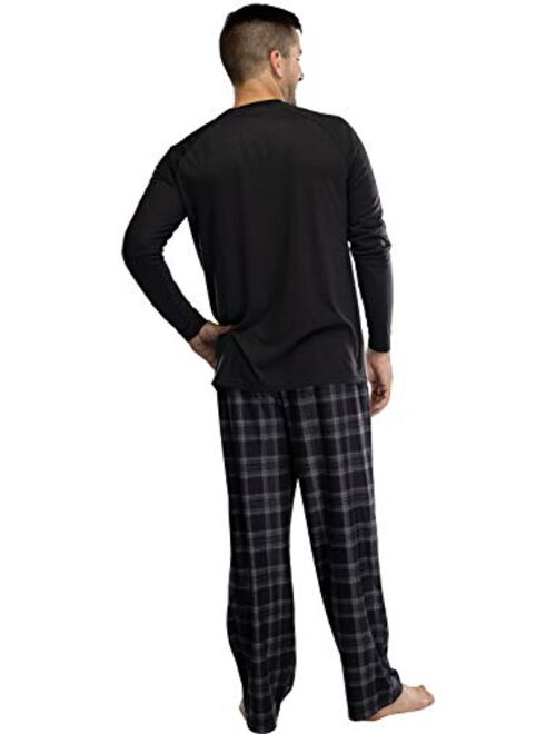 Intimo Harry Potter Adult Men's Raglan Shirt And Plaid Pants Pajama Set -Gryffindor, Ravenclaw, Slytherin, Hufflepuff