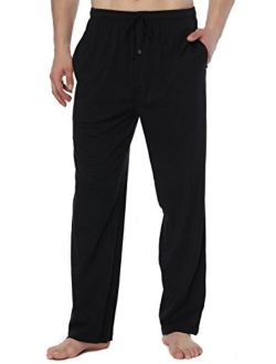 RENZER Men's Sleep Pajama Pants 100% Knit Cotton Sleep Long Lounge Pants