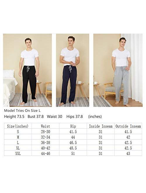 WORW Mens Pajama Pants, Soft Cotton Sleep Lounge Pants