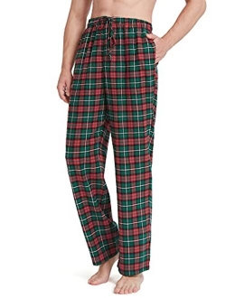 SIORO Flannel Pajama Pants for Men, Soft Cotton Plaid Sleepwear Loungewear Bottoms