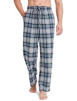 SIORO Flannel Pajama Pants for Men, Soft Cotton Plaid Sleepwear Loungewear Bottoms