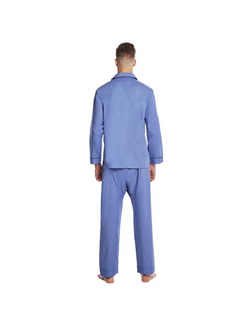 EVERDREAM Men’s Pajama Set, Solid Lightweight Botton Down Pajamas for Men