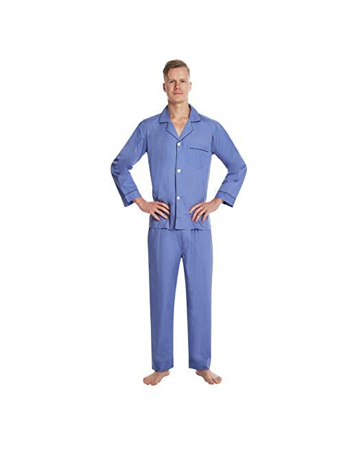 EVERDREAM Men’s Pajama Set, Solid Lightweight Botton Down Pajamas for Men