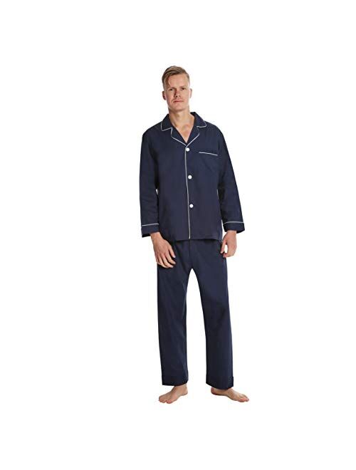 EVERDREAM Men’s Pajama Set, Solid Lightweight Botton Down Pajamas for Men