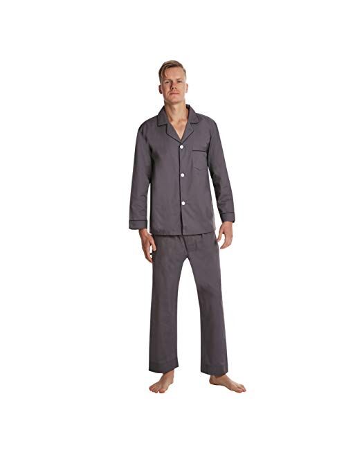 EVERDREAM Men’s Pajama Set, Solid Lightweight Botton Down Pajamas for Men