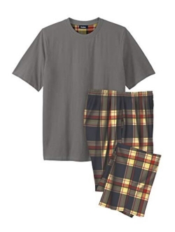 KingSize Men's Big & Tall Jersey Knit Plaid Pajama Set Pajamas