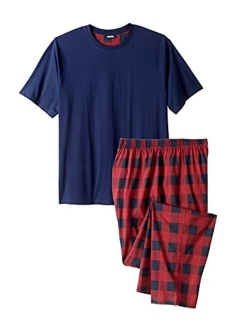 KingSize Men's Big & Tall Jersey Knit Plaid Pajama Set Pajamas