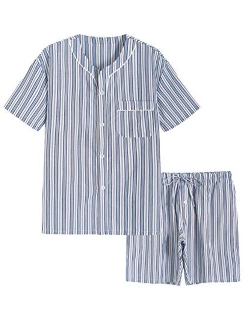 Latuza Men's Summer Cotton Pajamas Shorts Set