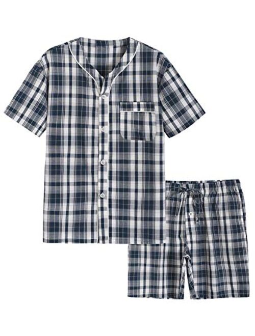 Latuza Men's Summer Cotton Pajamas Shorts Set