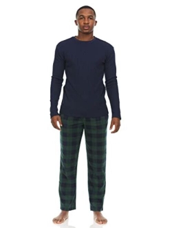 Swiss Alps Mens T-Shirt and Buffalo Plaid Check Fleece Lounge Pants Pajama Gift Set