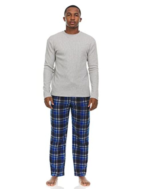 Swiss Alps Mens T-Shirt and Buffalo Plaid Check Fleece Lounge Pants Pajama Gift Set