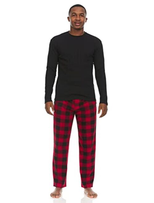 Swiss Alps Mens T-Shirt and Buffalo Plaid Check Fleece Lounge Pants Pajama Gift Set