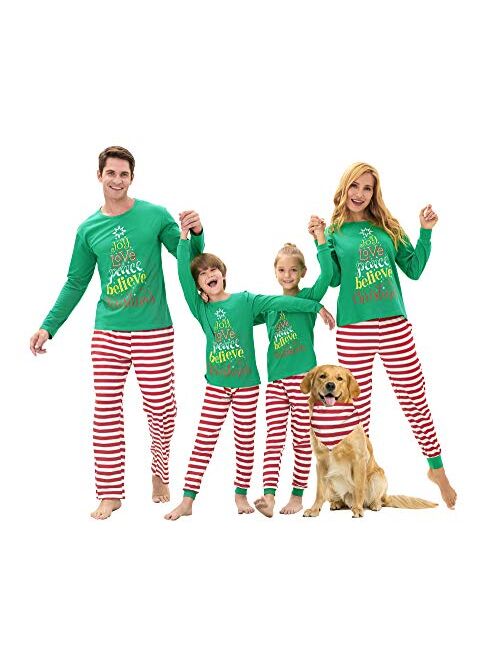 Tebbis Family Christmas Pajamas PJS Matching Set Adult Kids Baby Pet Dog & Doll Cotton