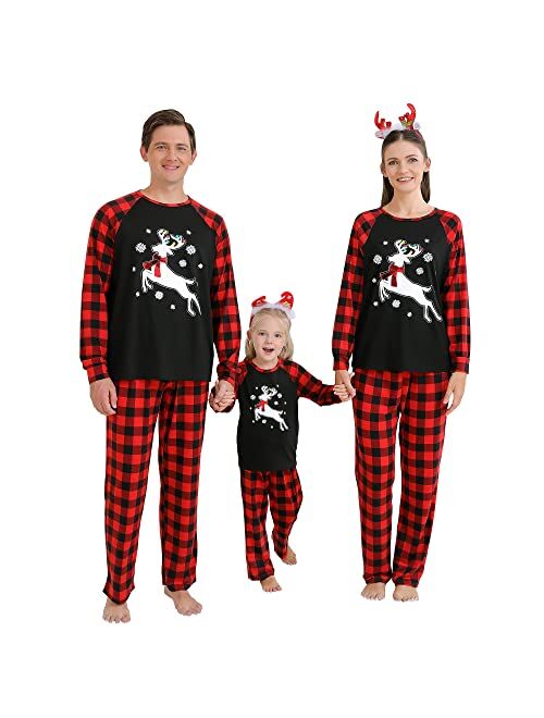 Saeaby Family Pajamas Christmas Pjs Matching Set Striped Sleepwears Pants Xmas Jammies Holiday Christmas Pajamas for Family