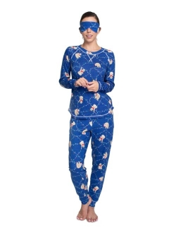 Printed Hacci Pajamas & Sleep Mask Set