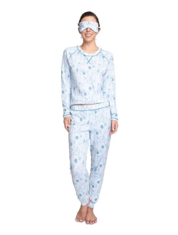 Printed Hacci Pajamas & Sleep Mask Set