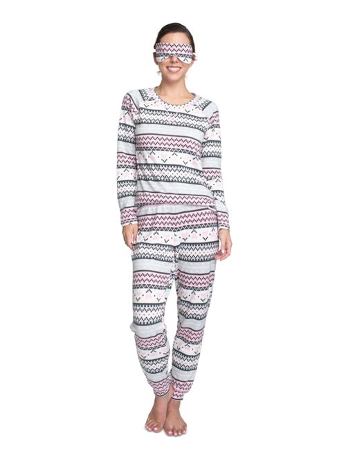 Muk Luks Printed Hacci Pajamas & Sleep Mask Set