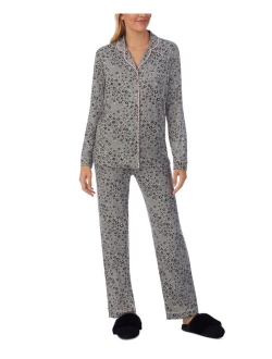 Knit Notch Collar Novelty Printed Pajama Set