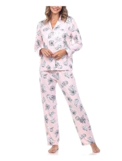 Women's Long Sleeve Floral Pajama Set, 2-Piece