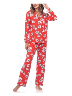 Women's Long Sleeve Floral Pajama Set, 2-Piece