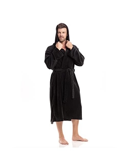 Men's Lightweight Fleece Robe with Hood, Soft Bathrobe