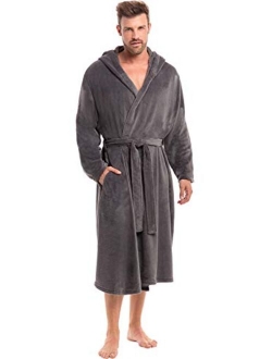 Men's Lightweight Fleece Robe with Hood, Soft Bathrobe