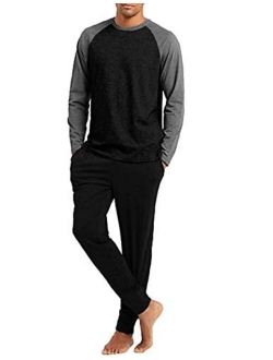 Men's Pajama Set Long Sleeve Pjs Set Top and Pant Sleepwear Soft Lounge Set