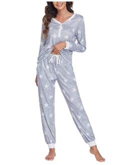 Men's Pajama Set Long Sleeve Pjs Set Top and Pant Sleepwear Soft Lounge Set