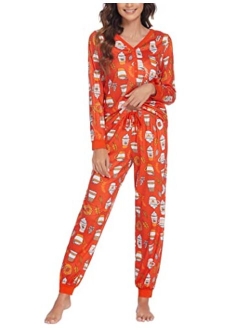 Men's Pajama Set Long Sleeve Pjs Set Top and Pant Sleepwear Soft Lounge Set