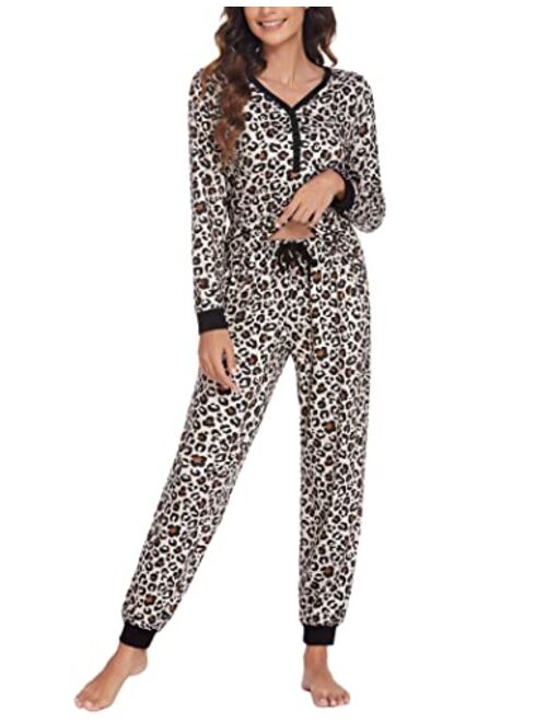 Ekouaer Men's Pajama Set Long Sleeve Pjs Set Top and Pant Sleepwear Soft Lounge Set