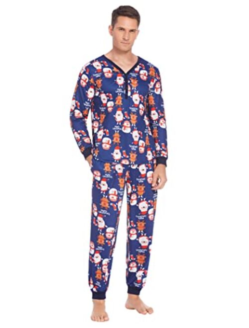 Ekouaer Men's Pajama Set Long Sleeve Pjs Set Top and Pant Sleepwear Soft Lounge Set